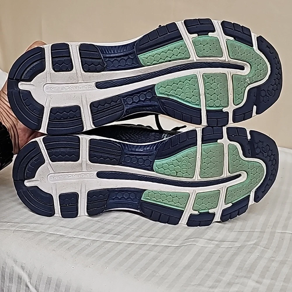 Asics Women's Navy and Aqua Running Sneakers